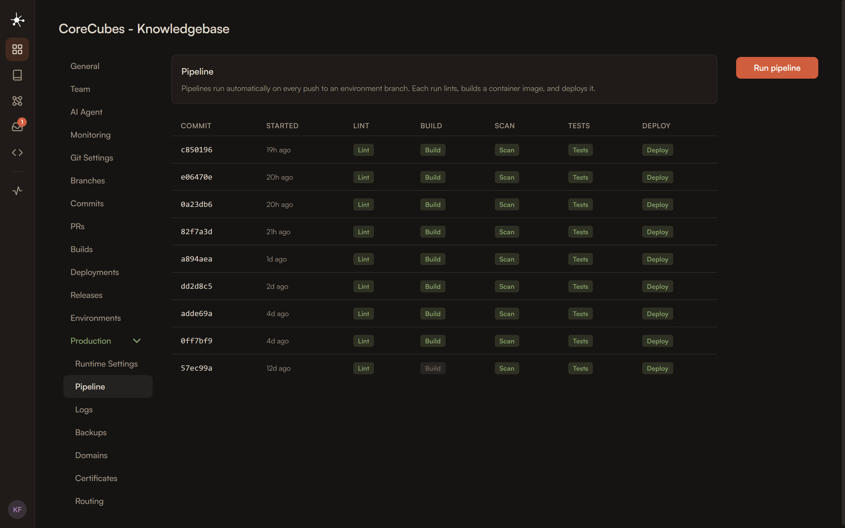 The nodge pipeline building and deploying on push